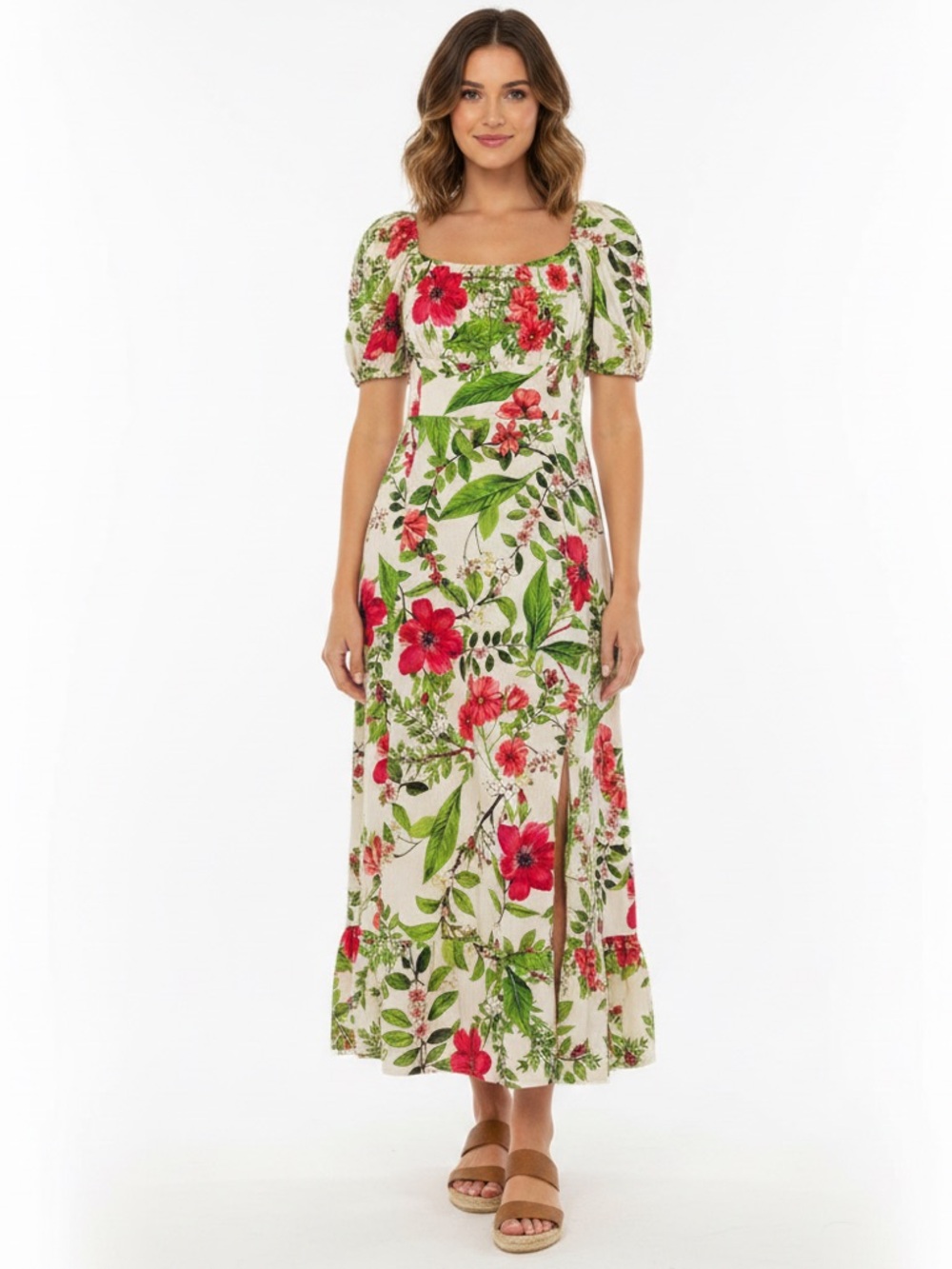 London Times Floral Pink Flambé Dress